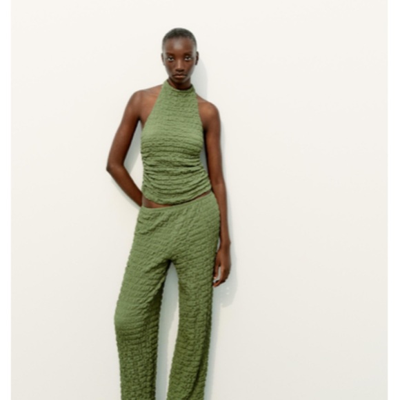 Green Zara textured halter top - Picture 5 of 5